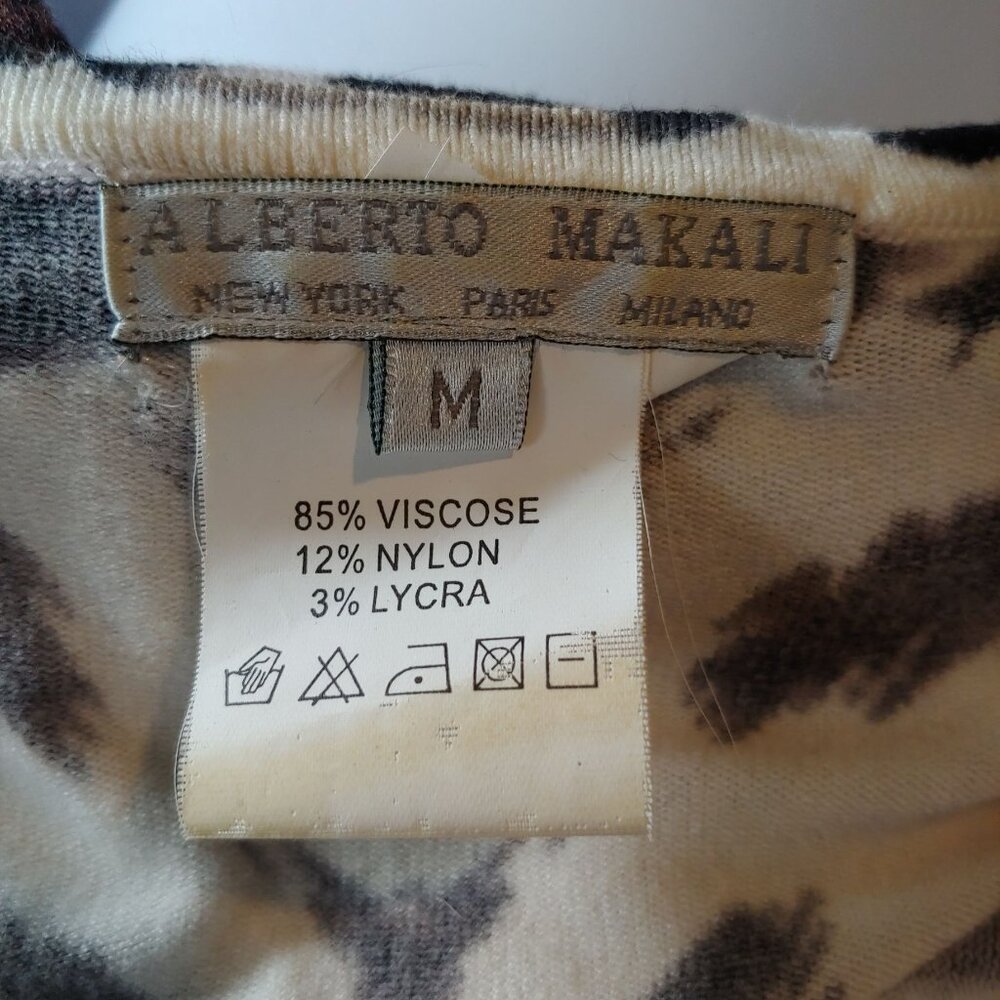 Alberto Makali Soft L-Sleeve Animal Print Over the Hip V-Neck Sweater M - Picture 13 of 14